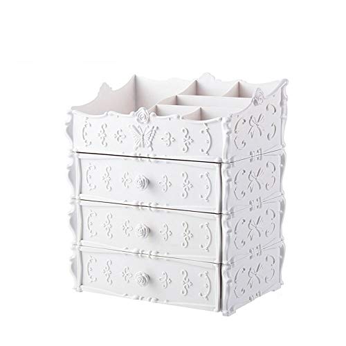 Preisvergleich Produktbild Hojkl Aufbewahrungsbox für Kosmetika Geschnitzte Cosmetic Box Mehrschichtige kosmetisches Aufbewahrungsbehälter Rackschublade Typ Storage Box (Color : White, Size : One Size)