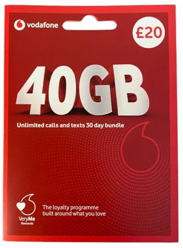 Vodafone Pay As You Go SIM Card, Unlimited Calls and Texts, 30 Day Bundle (£20)