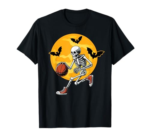 Basketball Skeleton Halloween Men Boys Basketball Player T-Shirt