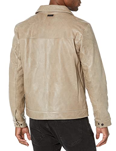 Image of DKNY Men's Real Leather Croc Embossed Jacket