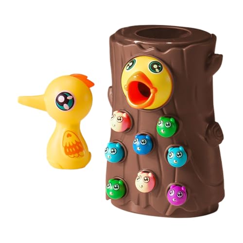 Magnetic Bird Feeder Toy With 1 Woodpecker 8 Worm Magnetic Woodpecker Worm Catching Game For Boys Girls Age 2-8 Parent-Child Interaction Preschool Learning Toy Fine Motor Skills Playset