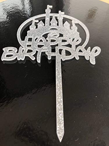 Castle Happy Birthday Cake Topper, Princess Prince Birthday Cake Toppers, First Birthday Party Decorations (Silver Glitter) #TOP5