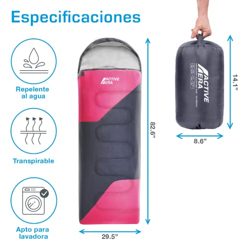 Miniatura 4 de Active Era Saco De Dormir Adulto Premium 250gr. Resistente Al Agua, Ligero Y Transpirable. 3-4 Estaciones, 0 C A 15 C, Cremallera Anti-Enganche Con Bolsa De Viaje - Saco De Dormir Ultraligero