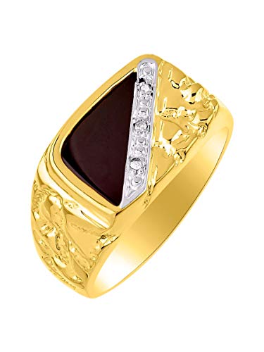 Bague pépite diamants onyx noir argent 925 bague créateur luxe ajustable - 3