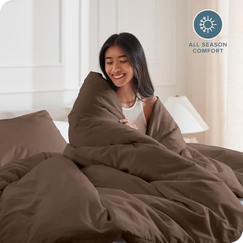 Image of Viewstar Premium Cotton Duvet Cover, Single Size 60x90 Inches, 300 Thread Count, Ultra-Soft, Wrinkle-Free, Cotton-Quilt /Comforter Zipper Cover (Brown)