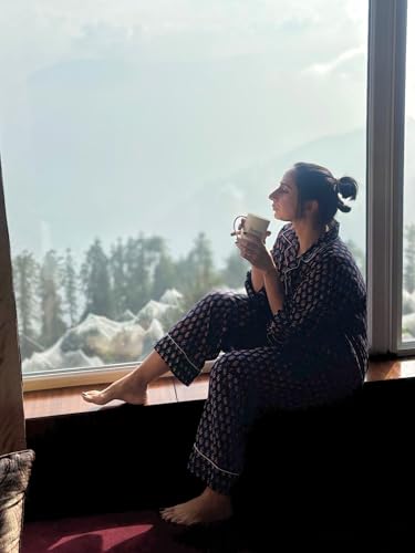 Image of Cotton Floral Printed 2 Piece Night Suit Top & Pajama Set for Women & Girls