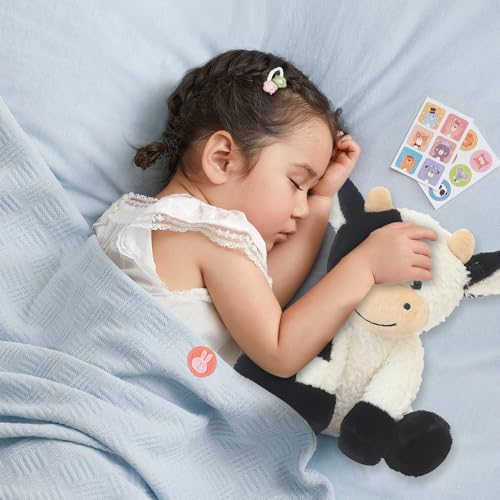 Afenau Kuscheltier Kuh, 22CM Niedliches Plüschtier Kuh, Sitzend Spielzeug, Supersoft Schwarz Weiß Plüschtier für Baby Kinder und Erwachsene Geschenke