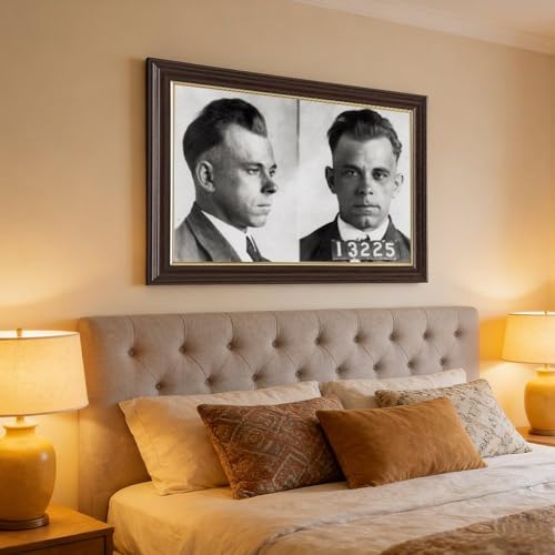 Impression sur toile John Dillinger mugshot déco murale bureau rétro