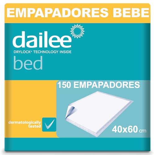Dailee Bed 40x60 - 150x Empapadores Bebe - Cambiador Desechable para Bebé - 6 Paquetes de 25 Sabanindas - Protector Cambiadores 60x40
