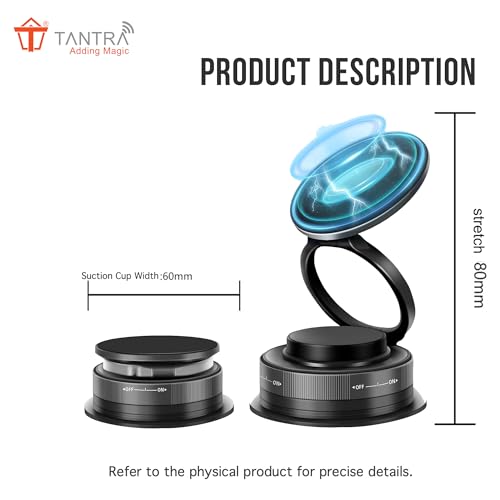 Image of TANTRA 360 Vacuum Magnetic Phone Holder | Universal Magnetic Car Mount with Strong Suction Cup | N52 Magnet Grip for Car, Gym, Mirror, Shower | Compatible with All Smartphones