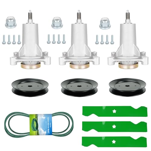 54" Deck 187292 Spindle Rebuild Kit for Craftsman/for Husqvarna YTH2454 LGT2654 LGT2554, Include 3 Spindles 187292 192870, 3 Pulleys 129861 153535, 3 Blades 187256 187254, 1 147 1/2" Belt 196103 by Magorfas - Used condition - US$56.92