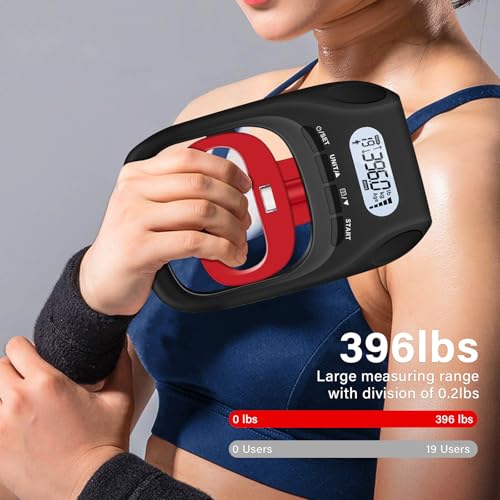 Dynamomètre à main JTHEW testeur de force de préhension précis 180 kg noir/rouge - 3