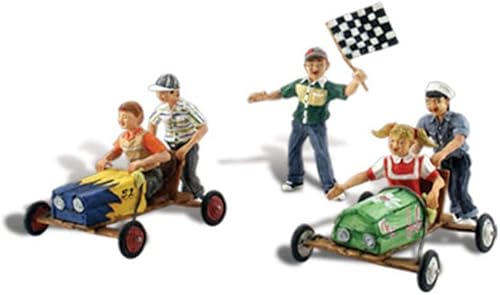 Scenic Accents Downhill Derby Racing (5 niños con 2 carritos) Escala HO Woodland Scenics