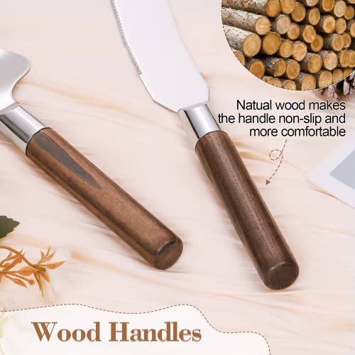Personalized Cake Cutting Set For Wedding, Cake Knife And Server Set Free Engraving, Custom Wooden Cake Cutter Serving Set Pie Dessert Knife Utensils Bridal Quinceañera Shower Wedding Gift (Original) #TOP4