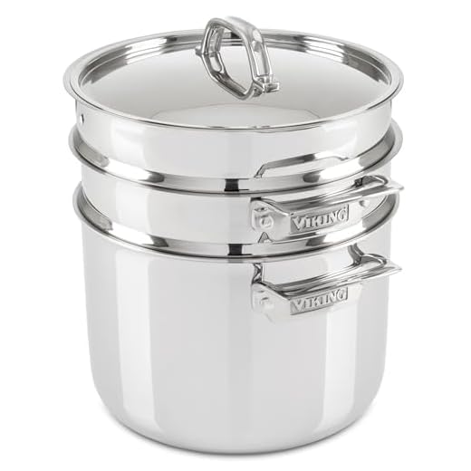 Viking 3-Ply Stainless Steel Pasta Pot with Steamer, 8 Quart