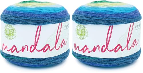 Image of Lion Brand Yarn Mandala Yarn, Multicolor Acrylic Yarn for Knitting and Crocheting, 2-Pack, Kraken