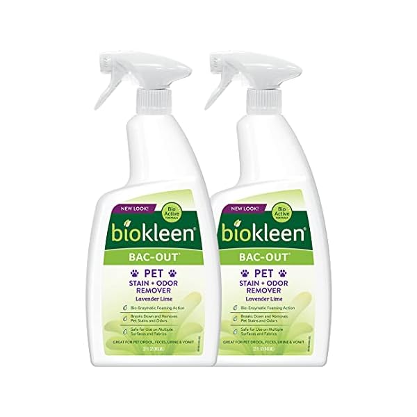 Biokleen BacOut Pet Urine Odor Eliminator 32 Ounce Spray 2 Pack Enzymatic, Natural