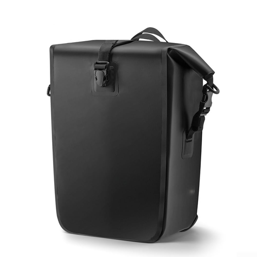 Bolsa para sillín de bicicleta, 28 L, impermeable, para bicicleta de carretera, bicicleta de montaña, con cierre plegable y hebilla de aluminio de liberación rápida (negro)