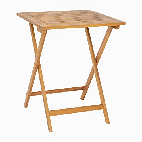 Flash Furniture Martindale Solid Acacia Wood Folding Patio Table - Natural Finish Slatted Top And X Shaped Frame - 24" Square - Portable - For Porch, Patio Or Sunroom #TOP24