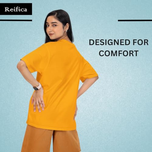 Image of Reifica 100% Pure Cotton Printed Half Sleeve Oversized Tshirts for Women Combo Pack of 2