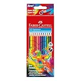 FABER-CASTELL 116512 - Buntstifte Set Dreikantform, 12 Farbstifte für Kinder und Erwachsene, bruchgeschützte Mine