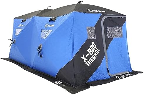 CLAM X-800 Spacious 7-Person Thermal Ice Fishing Shelter - Pop-Up Tent with Max Entry Door & 900D Fabric