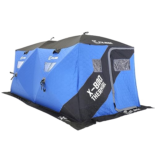 CLAM X-800 Spacious 7-Person Thermal Ice Fishing Shelter - Pop-Up Tent with Max Entry Door & 900D Fabric