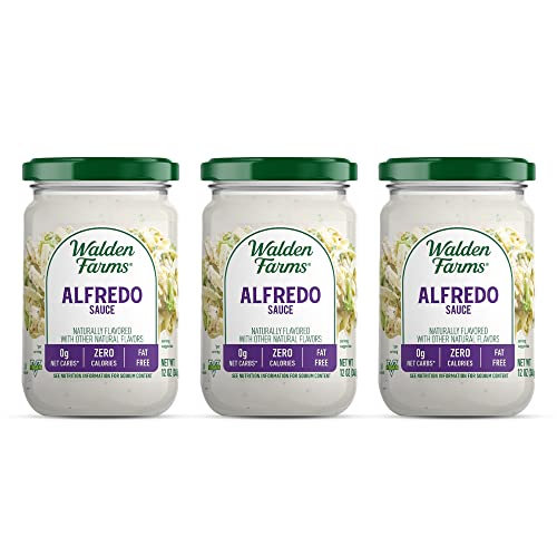 Walden Farms Light Alfredo Sauce, 12 oz. Jar (Pack of 3) Thick, Creamy, Fresh & Flavorful, Vegan, Paleo & Keto Friendly, Non-Dairy Milk Substitute, 0g Net Carbs - Perfect for Chicken, Fish, and More