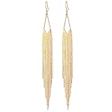 Long Drop Dangle Statement Earrings 18k Gold Hook Sleek Chain Tassel Earrings Minimalism Dainty Party Jewelry Gift for Women