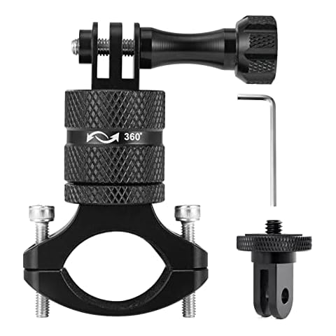 Vkesen Aluminium Bicycle Mount Action Cameras, Handlebar Camera Mount 360 Degree Rotary Motorcycle Bicycle Mount Mounts for Gopro Hero 11, 10, 9, 8, 7 and Other Action Cameras Cover