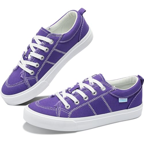 Obtaom Women Lace Up Canvas Sneakers