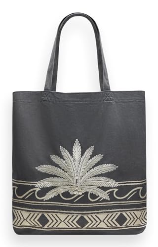 Cabas en toile à broderie Palm Wave idéal pour vos journées de plage et escapades