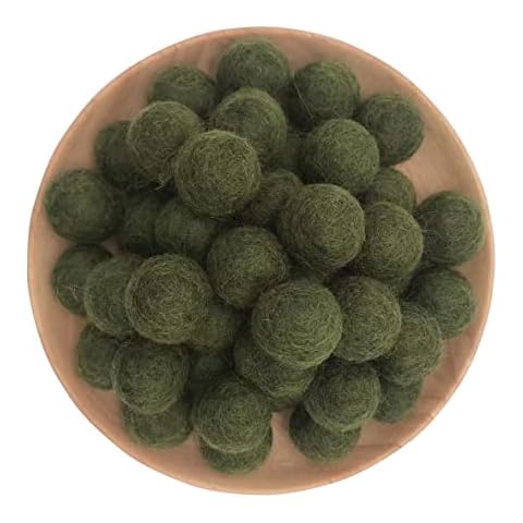 15mm 5/8inch Felt Wool Beads Balls Pom Pom Handmade DIY for Craft Garland Dream Catcher Baby Moile Pompom Home Decor Christmas Nursery Party Birthday Wedding Props(ArmyGreen 15mm 30pcs) Cover