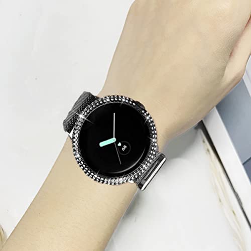 Coque Google Pixel Watch avec verre trempé protection écran strass noir