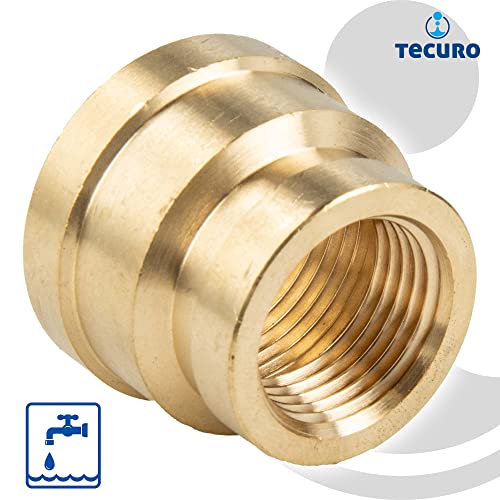 tecuro Messing Muffe reduziert 1/2 x 3/8 Zoll Innengewinde, Messing blank, CW617N, nach Trinkwasserverordnung 50930-6