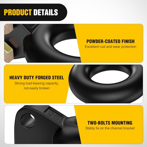 Image of Nilight Heavy Duty Pintle Hitch Lunette Ring Tow Eye,3 inch ID, 26,455 lbs(12T) Capacity,Black Powdercoat,Trailers and Towing Accessories