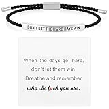 GWAWG Don’t Let the Hard Days Win Bracelet, Strength Bracelet for Women, Adjustable Rope Bracelets with Inspirational Card, Encouraging Gifts for Women Friends Family Daily Motivation Jewelry