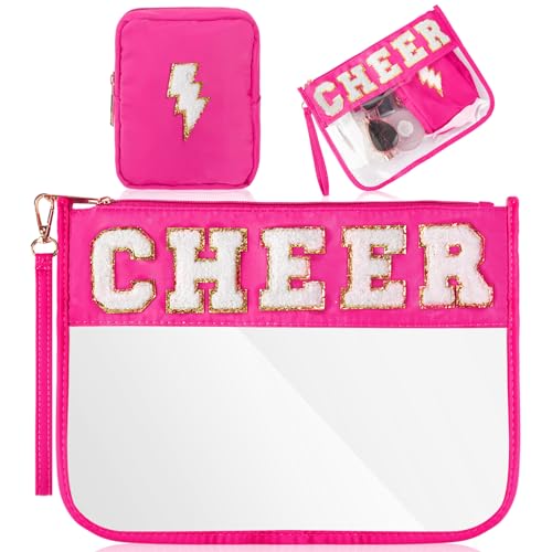 Hillban 2 Pcs Nurse Week Gift Makeup Cosmetic Bag Nurse Appreciation Clear Chenille Letter Bag Toiletry Zipper Pouch Waterproof Travel Purse Survival Kit Medical Accessories