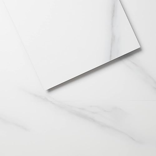 Lucida Surfaces Luxury Vinyl Flooring Tiles | Glue Down Adhesive Flooring for DIY Installation | Carrara | PresCore | Single Sample Tile