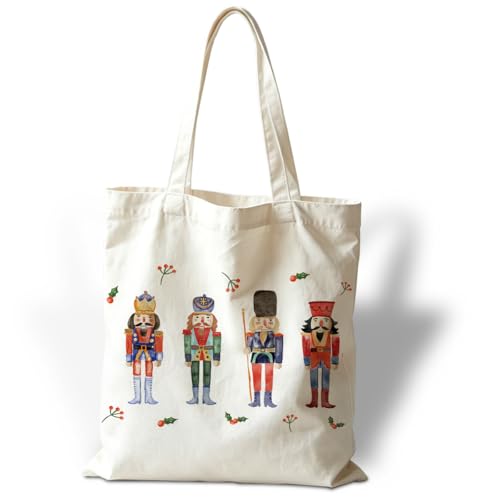 YTTRVHIH Christmas Canvas Tote Bag Xmas Shopping Bags Christmas Gifts to Friends and Family Reusable Shoulder Totebag Holiday Gift Bags for Wrap Storage Shoulder Bag for Work Traveling