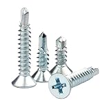 100pcs 4.2 * 38mm Self Tapping Screws Cross Countersunk Drill Tail Self Drilling Screws Wood Screws for Metal 38mm Zinc Plated Iron