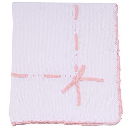 Couverture de berceau LITTLE BEAR en coton premium blanc et rose pour fille