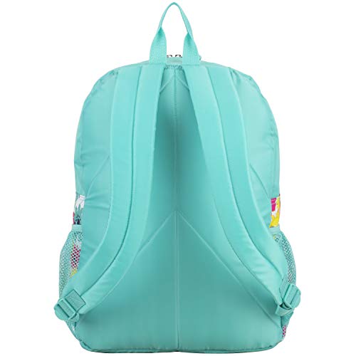 Fuel Backpack With Lunch Box Combo – 18.5” Two Compartment Water Resistant Durable Adjustable Straps With Side Water Bottle Pockets 2 In 1 Set – Floral/Turquoise #TOP4
