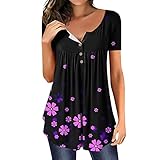 Eaylis Damen Lässig T-Shirt,Kurzarm/Ärmelloses Shirt V/O Ausschnitt Bluse Hemden Bedruckt Drucken Hemd Tops Übergröße Oberteile Gym Tank Top Frauen Mädchen Tunika Sweatshirt Tops