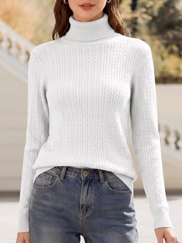 Image of ANFTFH Womens Turtleneck Sweater 2025 Ribbed Knit Top Pullover Sweaters