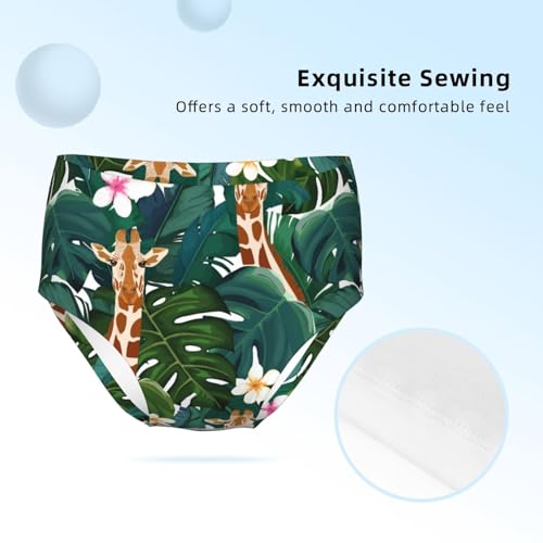 Giraffe And Hibiscus Flower Girls' Underwear Soft Cotton Little Girls Panties Comfort Briefs3