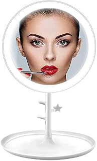 LETOUR Makeup Mirror LED Vanity Mirror, Illuminated Tabletops Cosmetic Mirror, 3 Levels of Light 90 Degree Swivel Touch Dimming, Detachable Portable Traveling Makeup Mirror(White)