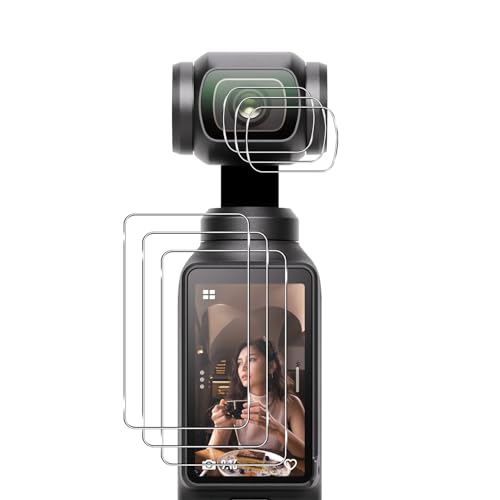 Datree 3 Pièces Verre Trempé pour DJI Osmo Pocket 4, 3 Pièces Caméra Arrière Protecteur,9H Dureté/Anti-Rayures/Sans Bulles/Ultra Résistant,Protection écran