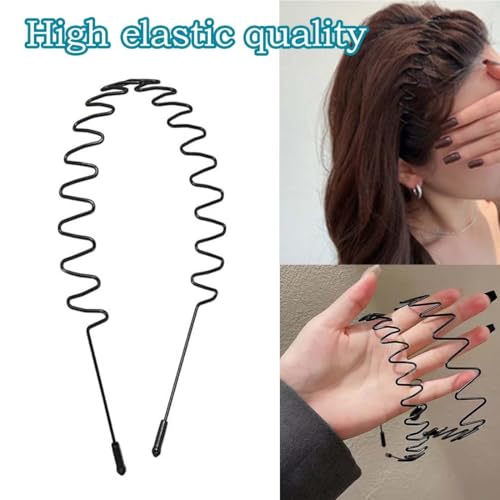 Image of Thin Hair Bands for Men and Women, 8-Piece Hair Accessories Set for Kids Girls and Boys, Headband for Gym and Daily Wear, Black Metal Hair Clip for Stylish Men Fashion