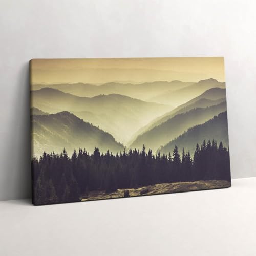 Photo sur toile montagnes brumeuses 60x40 cm Wallfluent pour une ambiance zen de chambre